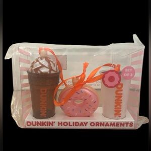 Dunkin' Donuts Holiday Ornament Set - Brown, Pink, White New